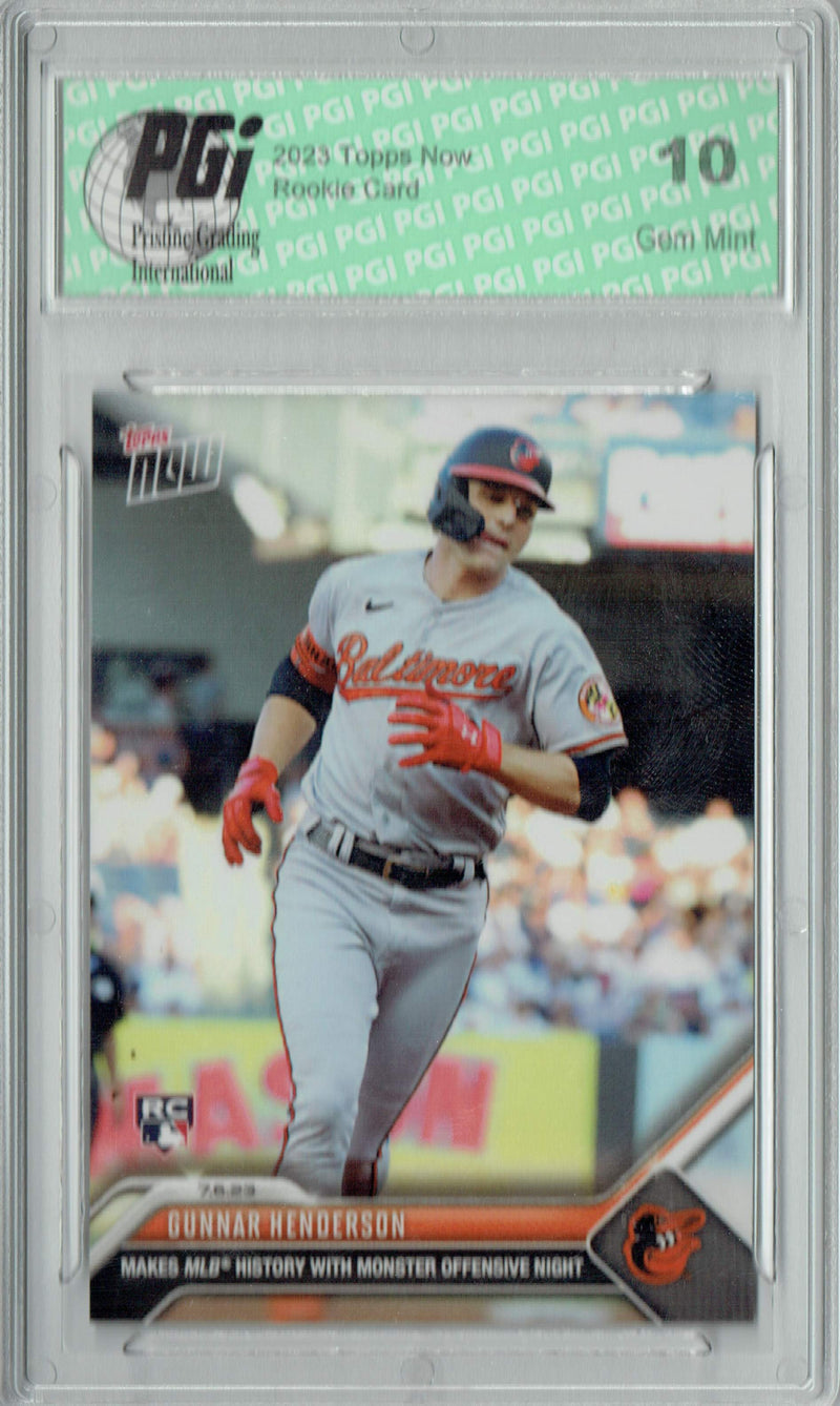 Gunnar Henderson 2023 Topps Now #532 Makes MLB History! Rookie Card PGI 10