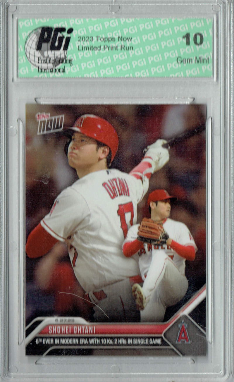 Shohei Ohtani 2023 Topps Now #505 10ks, 2 HRs Trading Card PGI 10