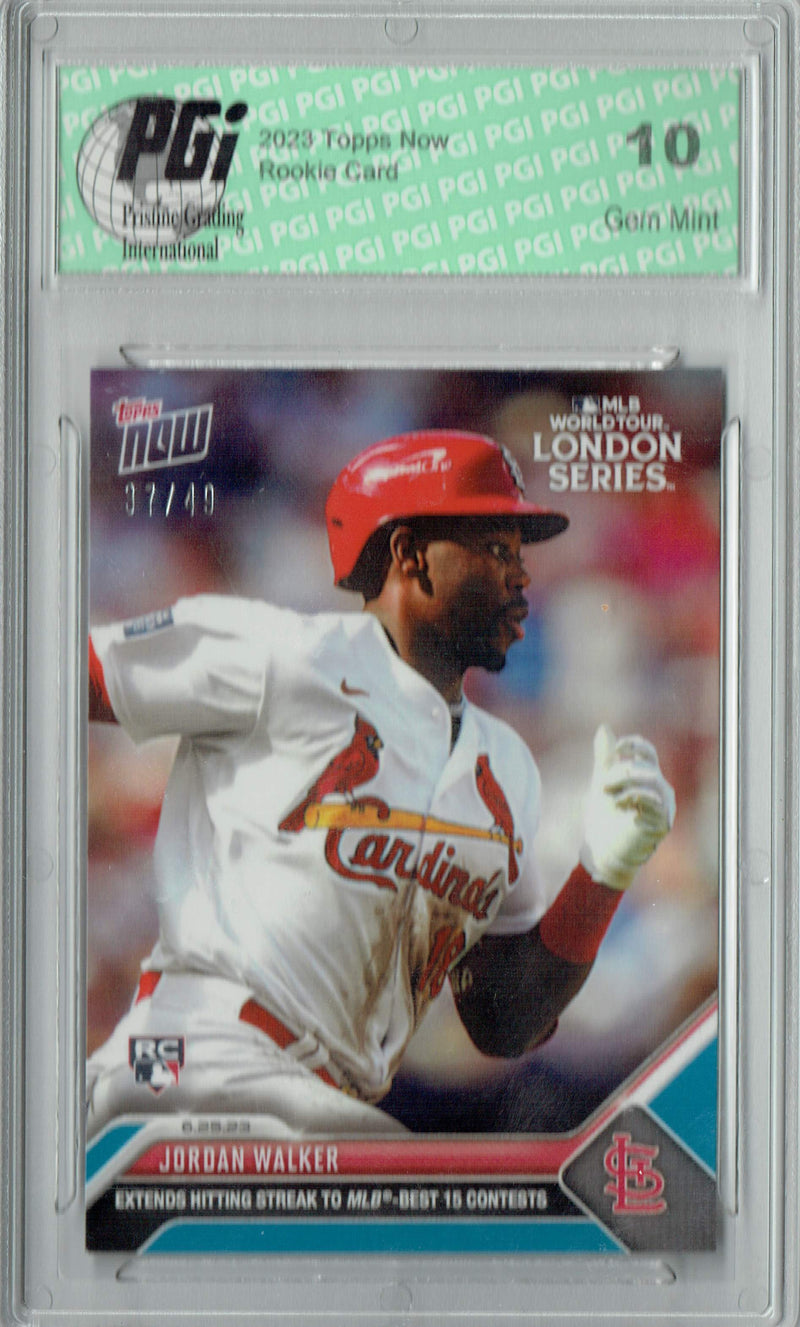 Jordan Walker 2023 Topps Now #494 Blue SP #37/49 Rookie Card PGI 10