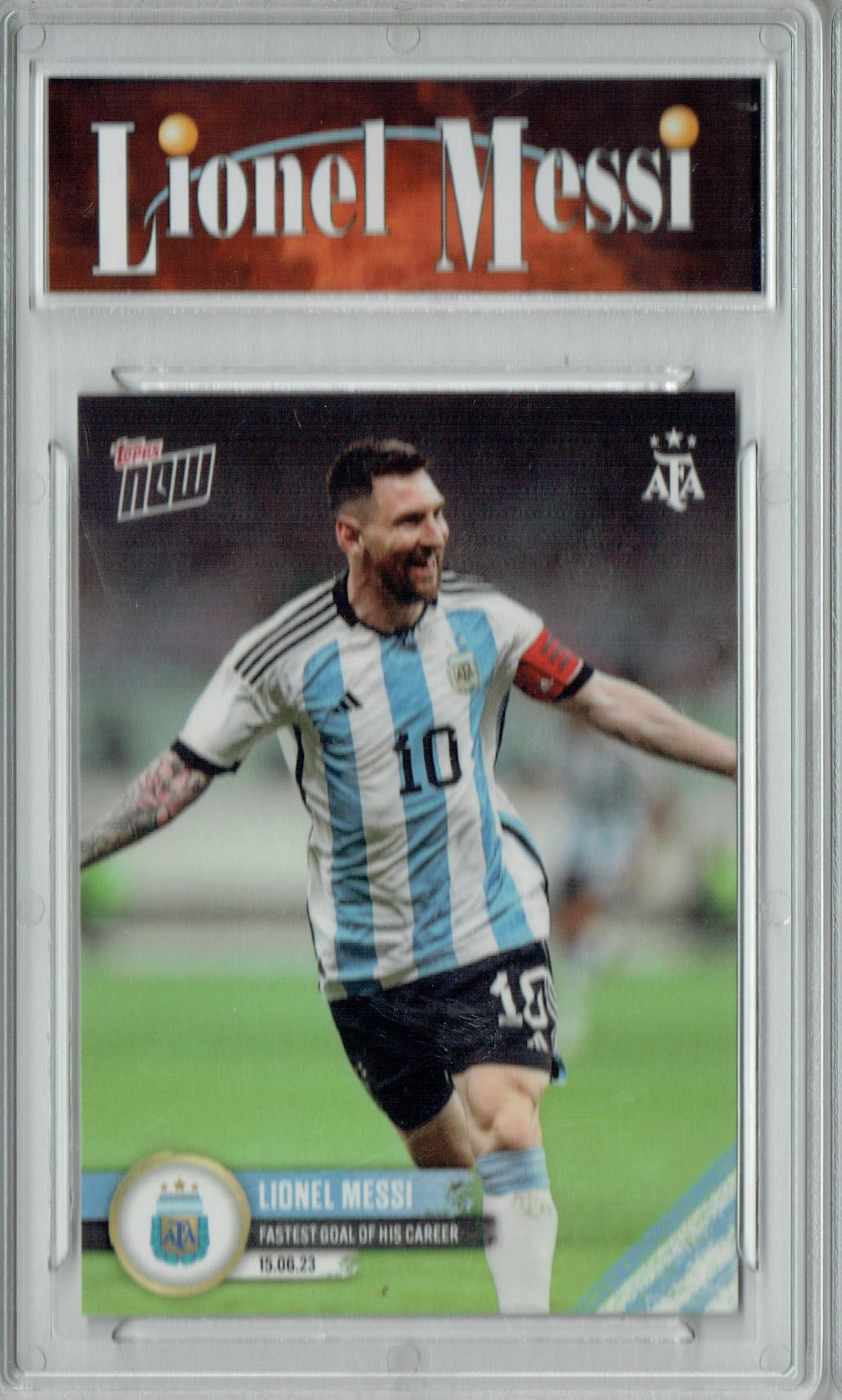 Certified Mint+ Lionel Messi 2023 Topps Now #1 Fastest Goal of Career! —  Rookie Cards