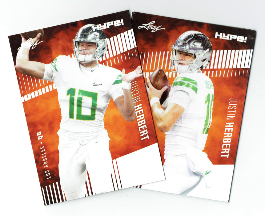 2) Mint Rookie Card Lot Justin Herbert 2020 Leaf HYPE! #1 Only 5000 Made!