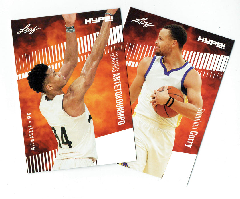 2) Mint Card Lot Stephen Curry/Giannis Antetokounmpo 2022 Leaf HYPE! #48 Only 5000 Made NBA Champions
