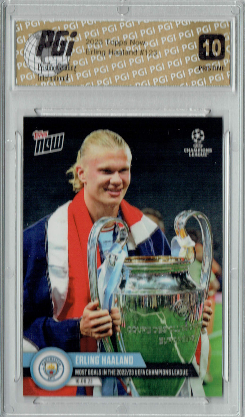 Erling Haaland 2023 Topps Now #123 PRISTINE Trading Card PGI 10