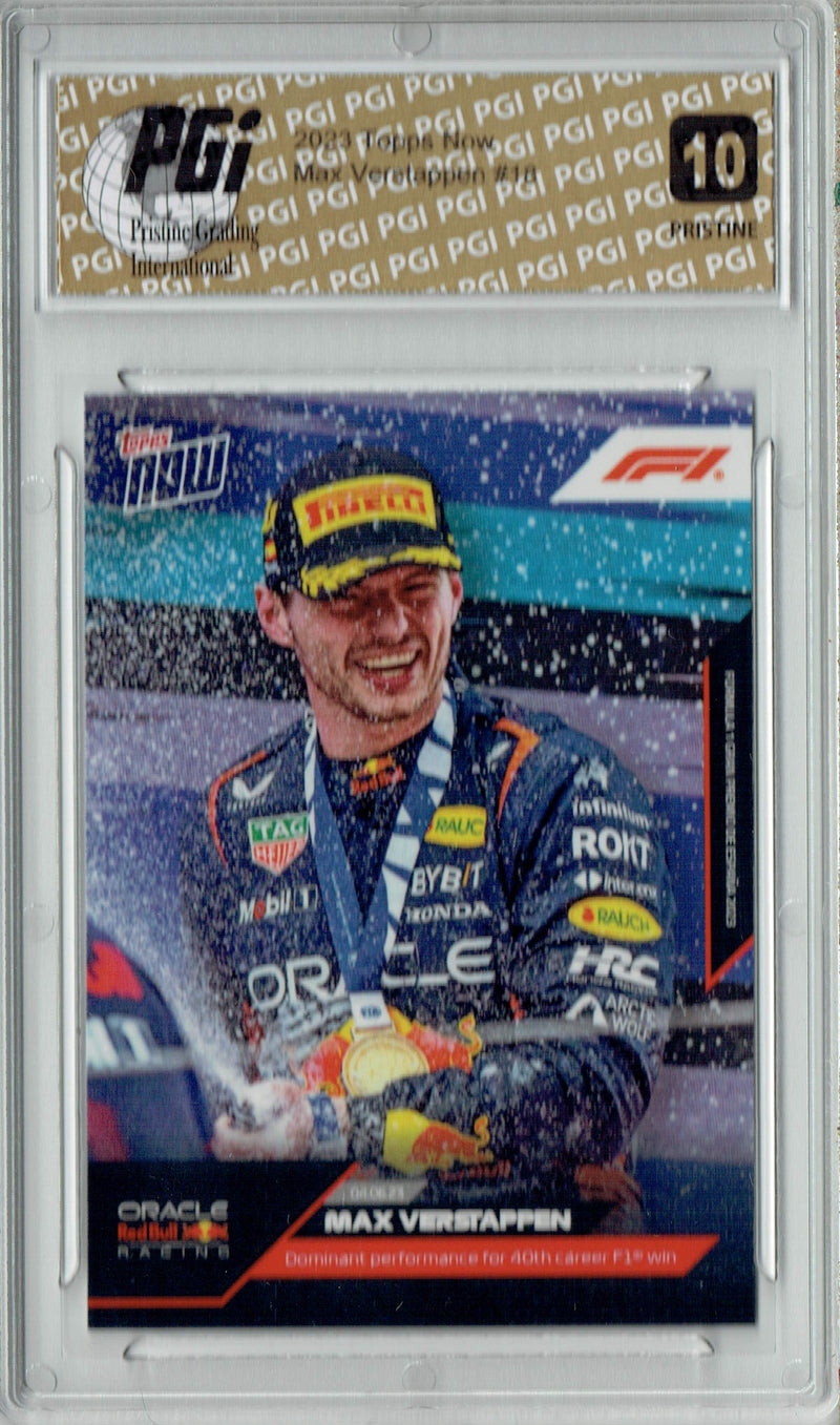Max Verstappen 2023 Topps Now #18 PRISTINE Trading Card PGI 10