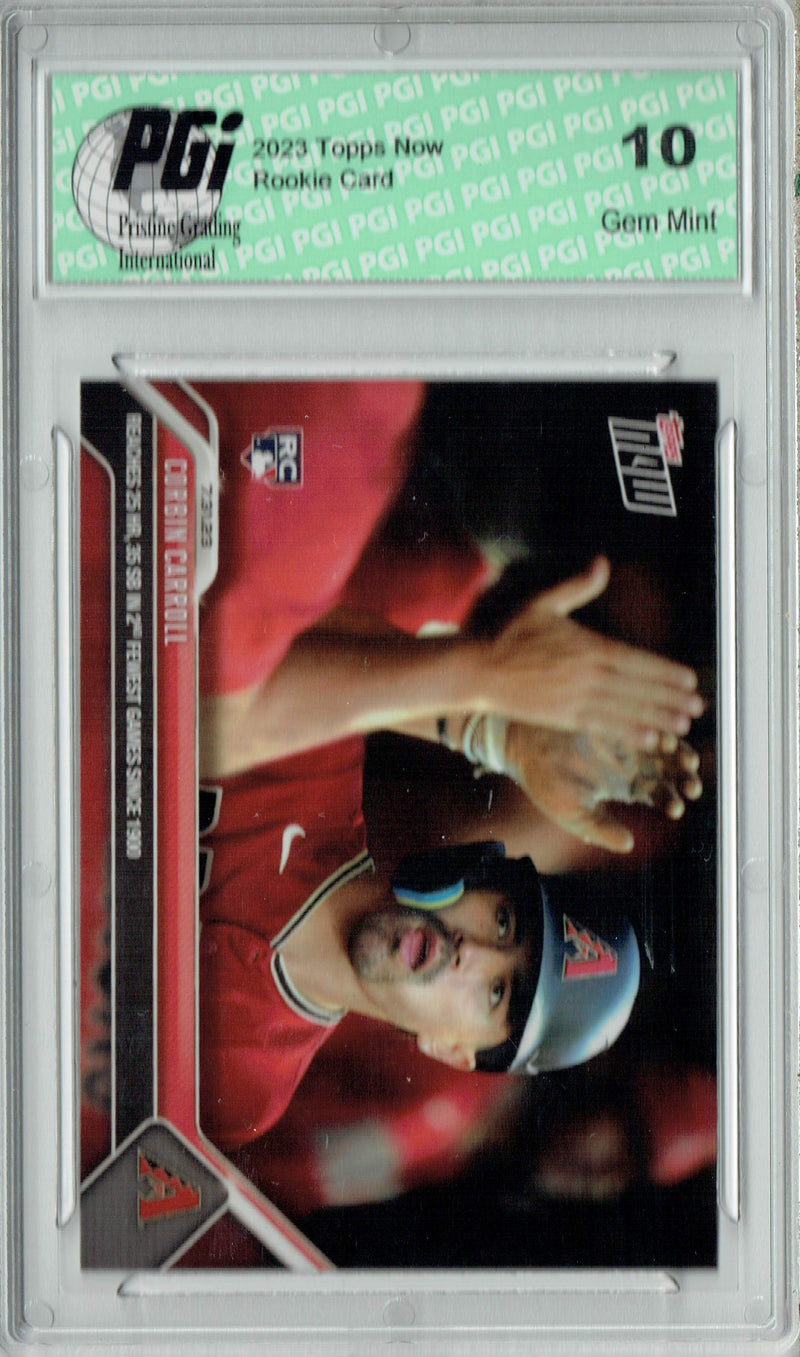 Corbin Carroll 2023 Topps Now #638 25 HR, 35 SB Rookie Card PGI 10