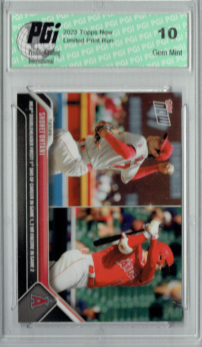 Shohei Ohtani 2023 Topps Now #625 Has a Career Day! Angels Rare Card PGI 10