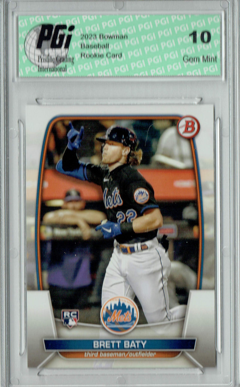 Brett Baty 2023 Bowman #80 Mets Rookie Card PGI 10