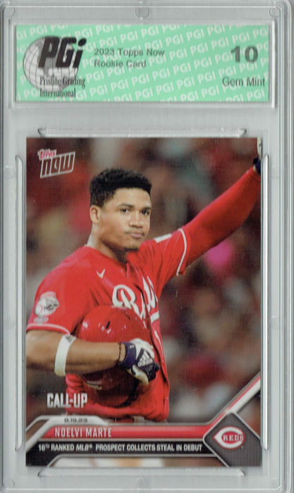 Noelvi Marte 2023 Topps Now #735 MLB Debut Rookie Card PGI 10