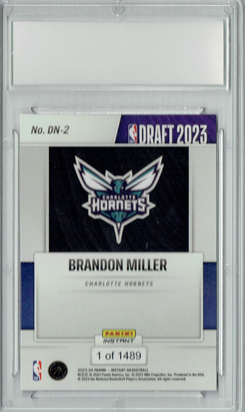 Brandon Miller 2023 Panini Instant #DN-2 NBA Draft 1/1489 Rookie Card PGI 10