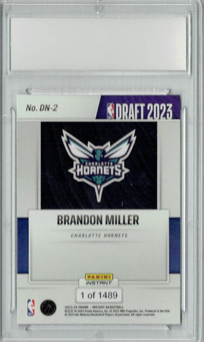 Brandon Miller 2023 Panini Instant #DN-2 NBA Draft 1/1489 Rookie Card PGI 10