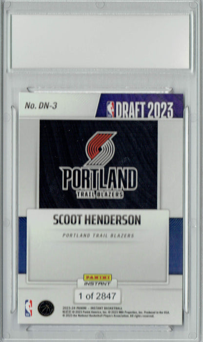 Scoot Henderson 2023 Panini Instant #DN-3 NBA Draft 1/2847 Rookie Card PGI 10