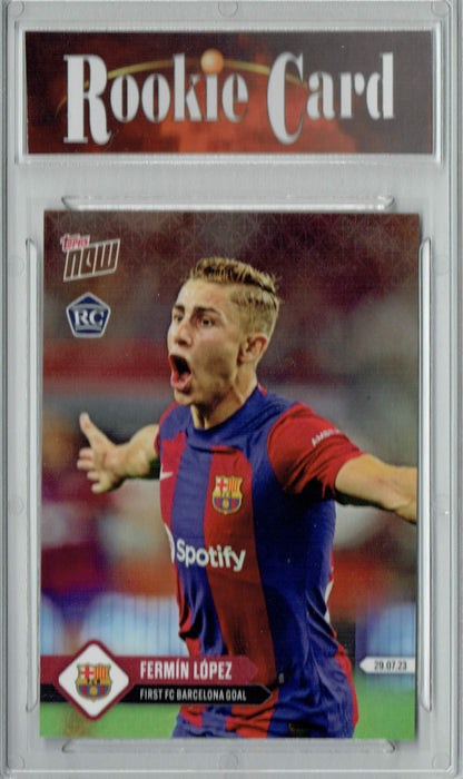 Certified Mint+ Fermin Lopez 2023 Topps Now #1 1st Barcelona Goal! Rookie Card
