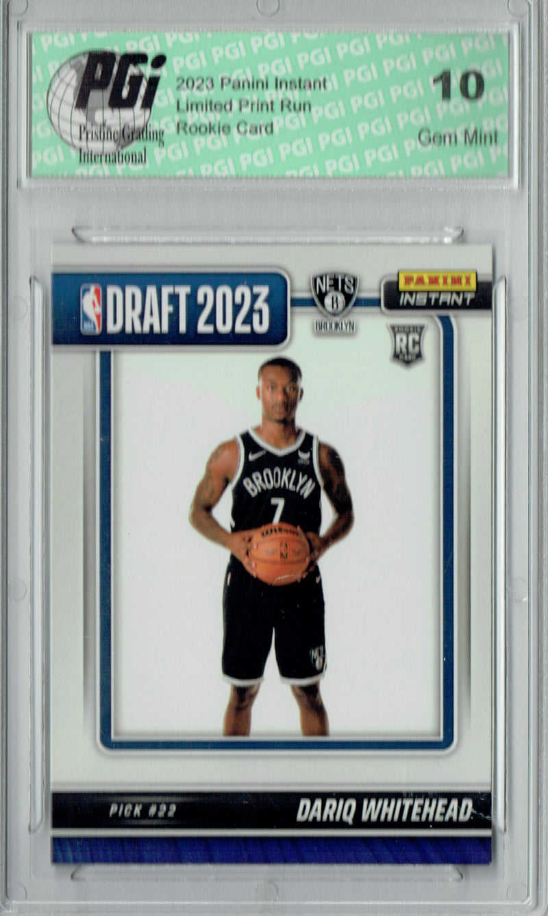 Dariq Whitehead 2023 Panini Instant #DN-19 NBA Draft Rookie Card PGI 10