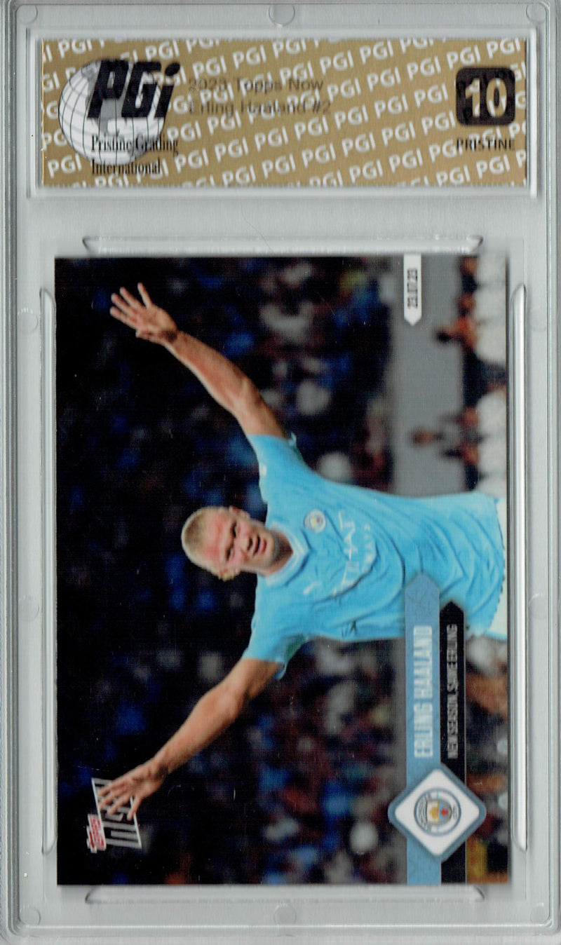 Erling Haaland 2023 Topps Now #2 PRISTINE Trading Card PGI 10