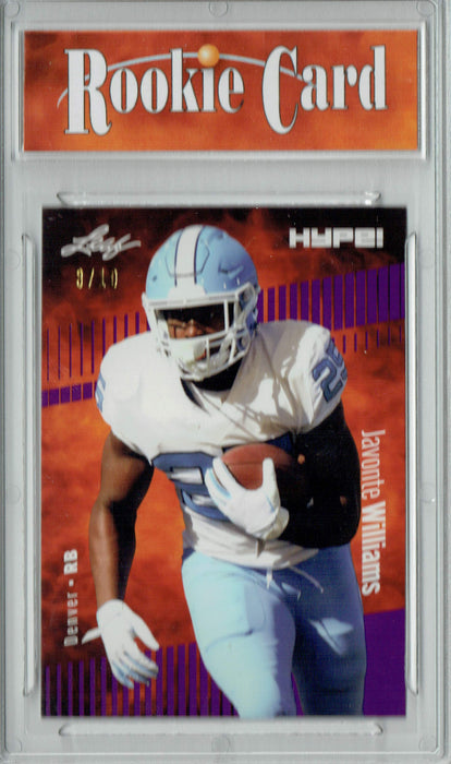 Certified Mint+ Javonte Williams 2022 Leaf HYPE! #65 Purple Short Print Only 10 Ever Made Rookie Card