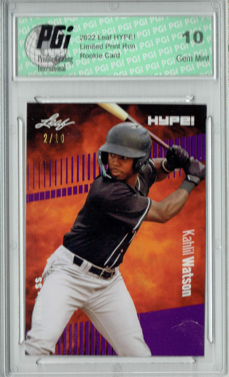 Khalil Watson 2022 Leaf HYPE! #69 Purple SP, 10 Made Rookie Card PGI 10