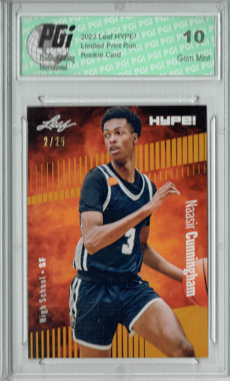 Naasir Cunningham 2022 Leaf HYPE! #73 Gold SP, 25 Made Rookie Card PGI 10