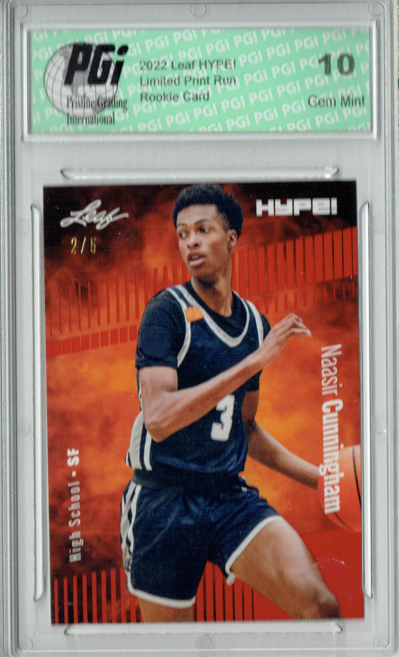 Naasir Cunningham 2022 Leaf HYPE! #73 Red SP, 5 Made Rookie Card PGI 10