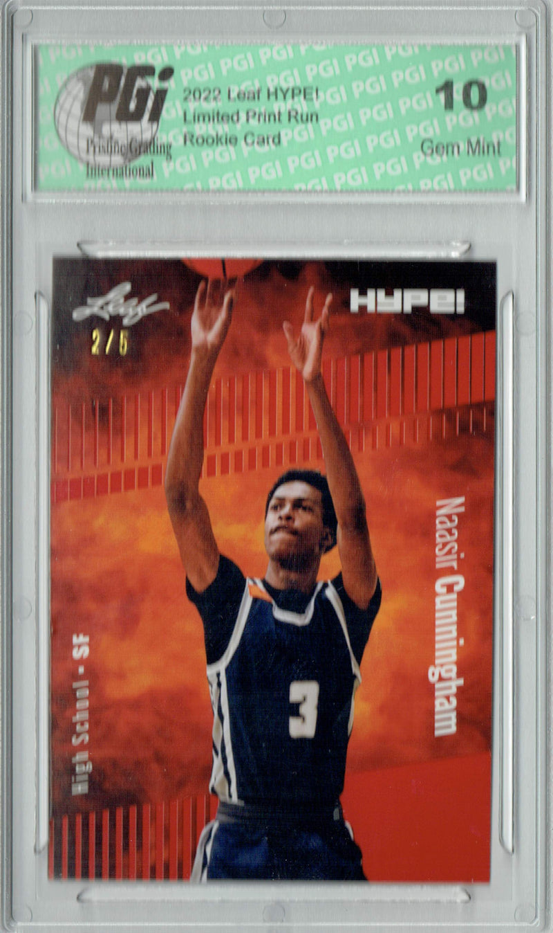Naasir Cunningham 2022 Leaf HYPE! #73A Red SP, 5 Made Rookie Card PGI 10