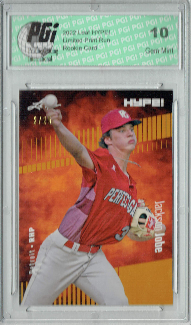 Jackson Jobe 2022 Leaf HYPE! #72 Gold SP, 25 Made Rookie Card PGI 10