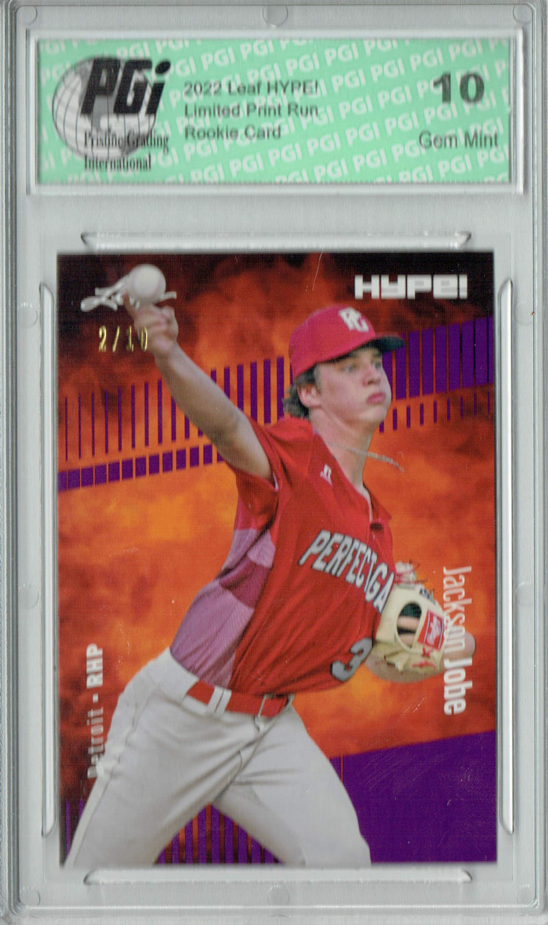 Jackson Jobe 2022 Leaf HYPE! #72 Purple SP, 10 Made Rookie Card PGI 10