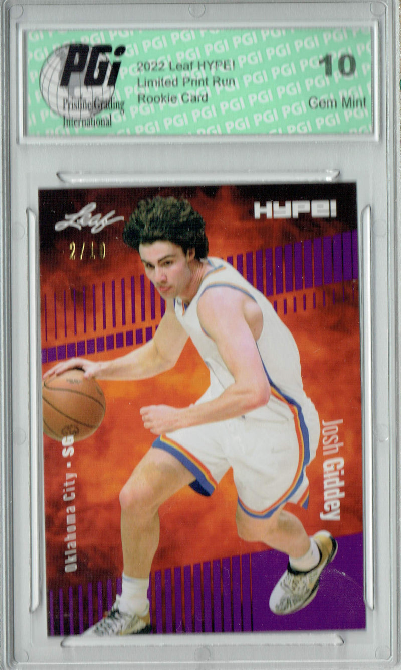 Josh Giddey 2022 Leaf HYPE! #74A Purple SP, 10 Made Rookie Card PGI 10
