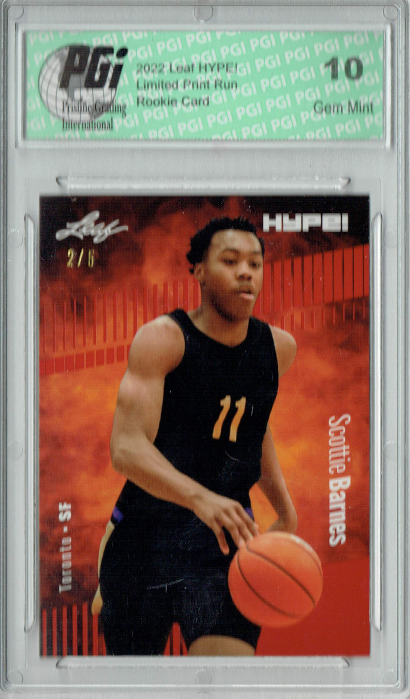 Scottie Barnes 2022 Leaf HYPE! #75 Red SP, 5 Made Rookie Card PGI 10