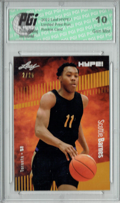 Scottie Barnes 2022 Leaf HYPE! #75 Gold SP, 25 Made Rookie Card PGI 10