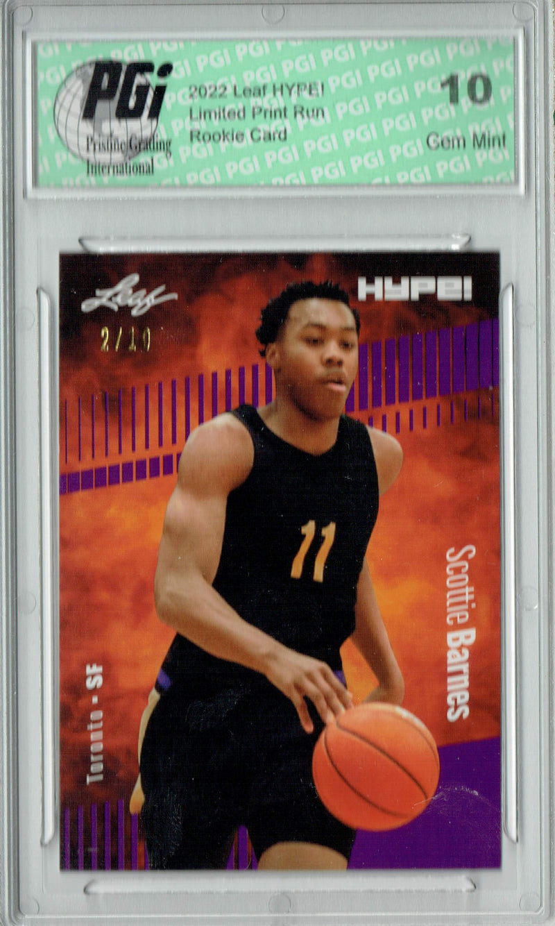 Scottie Barnes 2022 Leaf HYPE! #75 Purple SP, 10 Made Rookie Card PGI 10