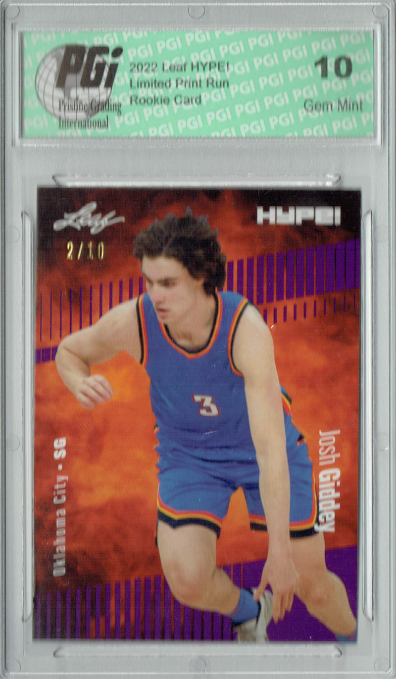 Josh Giddey 2022 Leaf HYPE! #74 Purple SP, 10 Made Rookie Card PGI 10