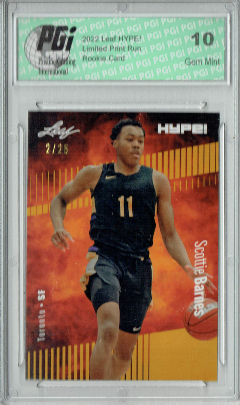 Scottie Barnes 2022 Leaf HYPE! #75A Gold SP, 25 Made Rookie Card PGI 10