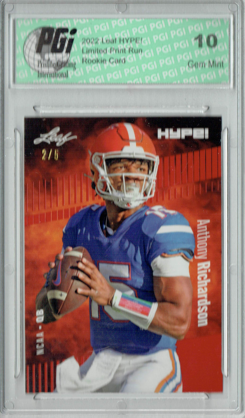 Anthony Richardson Rookie Card Indianapolis PGI 10 Gem Mint Football Trading Card 2022 Leaf HYPE! #77 Red SP, 5 Made