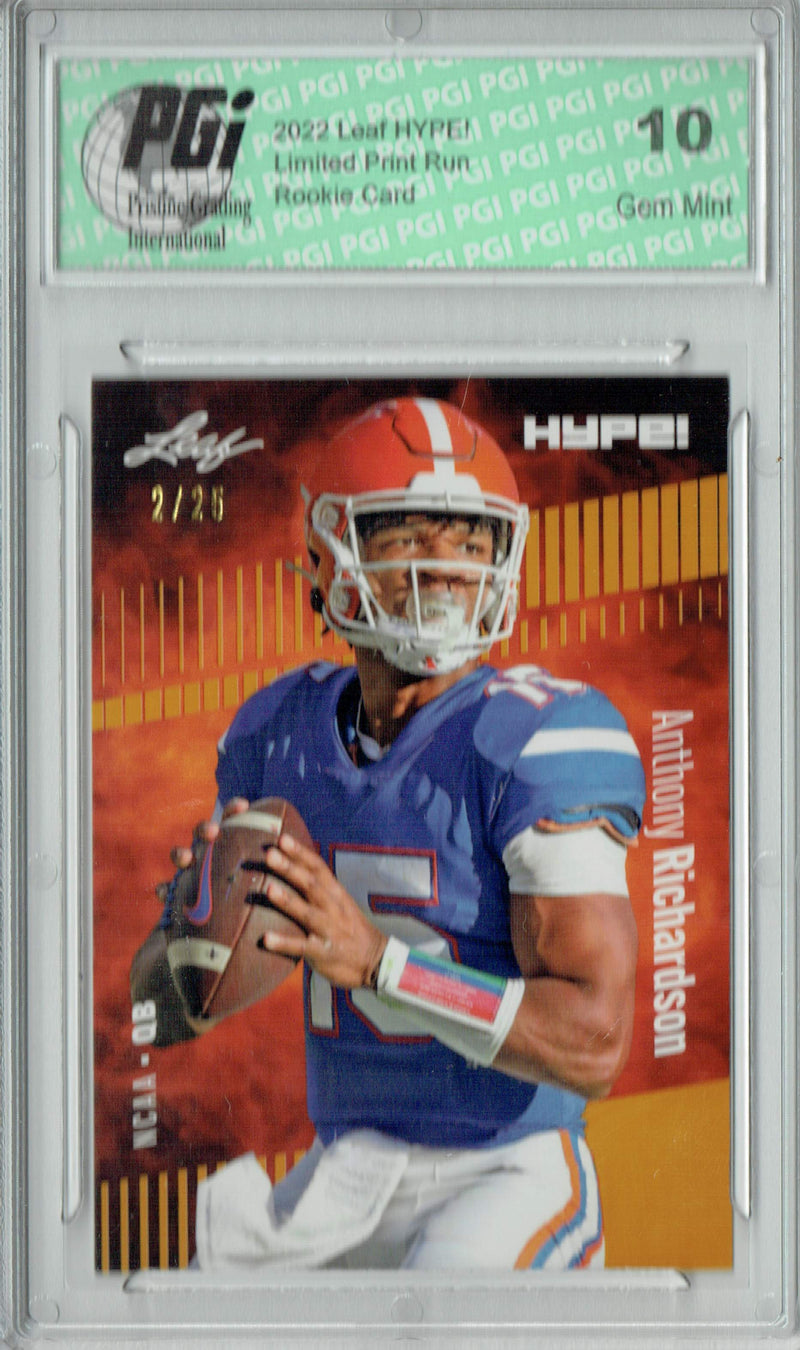 Anthony Richardson Rookie Card Indianapolis PGI 10 Gem Mint Football Trading Card 2022 Leaf HYPE! #77 Gold SP, 25 Made