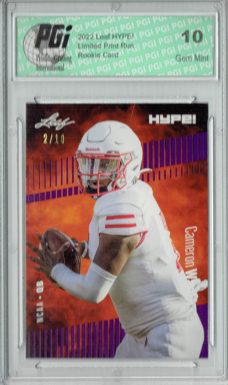 Cam Ward Rookie Card Tennessee PGI 10 Gem Mint Football Trading Card 2022 Leaf HYPE! #78 Purple SP, 10 Made