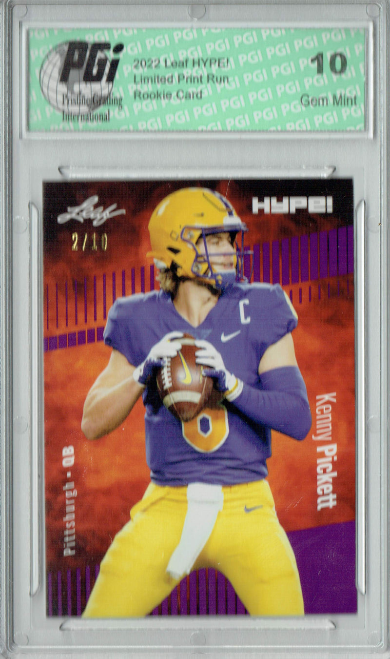 Kenny Pickett Rookie Card Pittsburgh PGI 10 Gem Mint Football Trading Card 2022 Leaf HYPE! #79A Purple SP, 10 Made