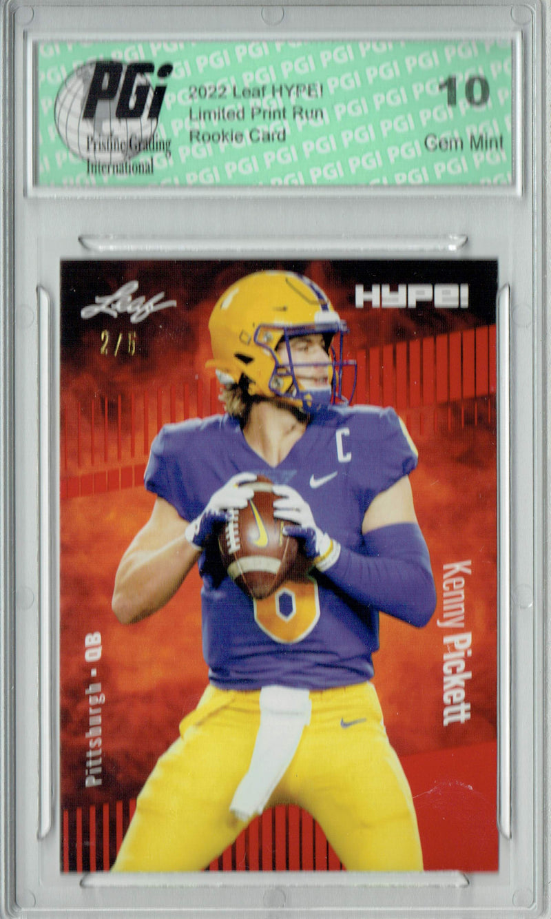 Kenny Pickett Rookie Card Pittsburgh PGI 10 Gem Mint Football Trading Card 2022 Leaf HYPE! #79A Red SP, 5 Made