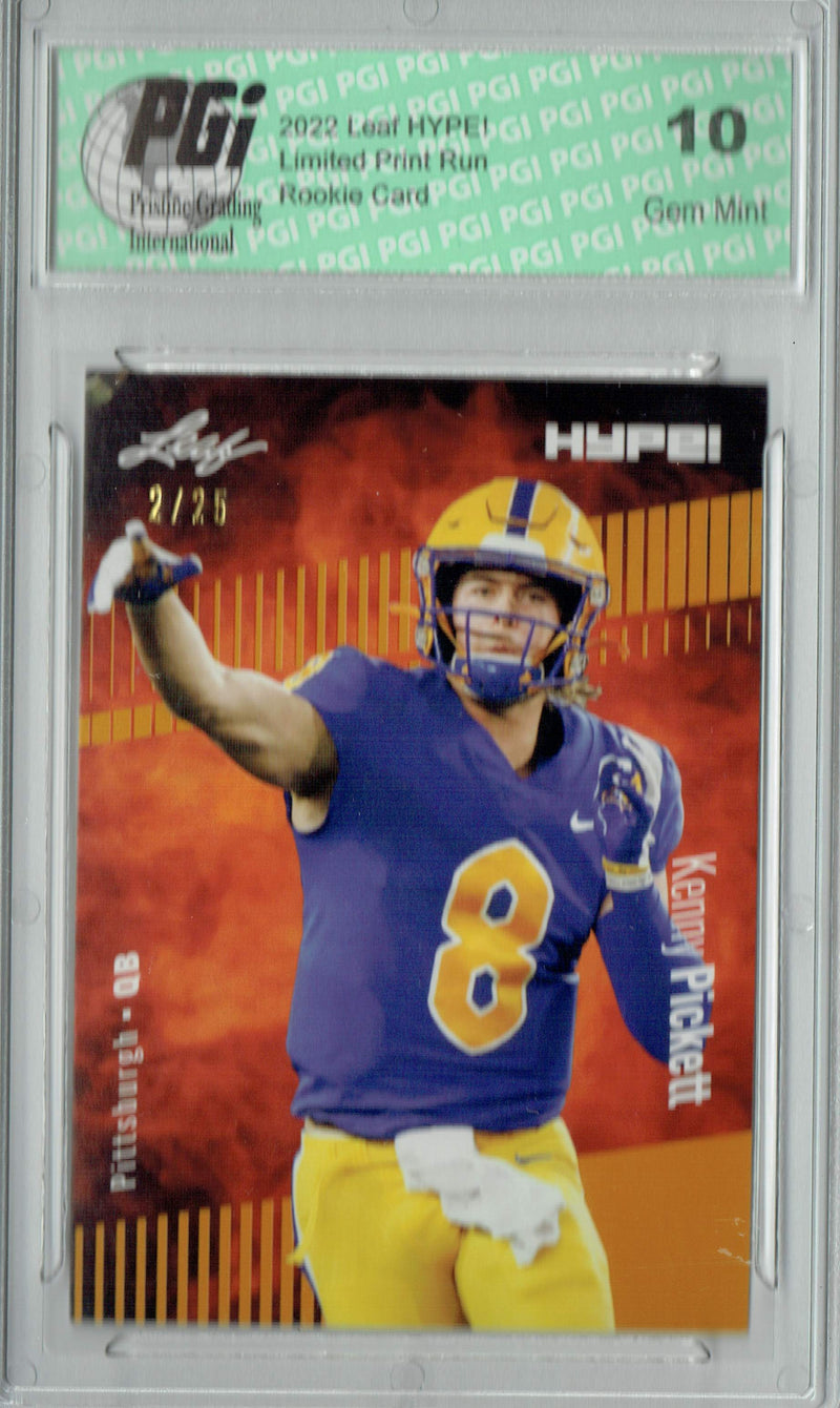Kenny Pickett Rookie Card Pittsburgh PGI 10 Gem Mint Football Trading Card 2022 Leaf HYPE! #79 Gold SP, 25 Made
