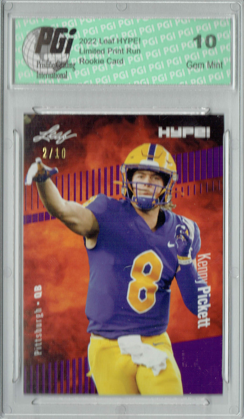 Kenny Pickett Rookie Card Pittsburgh PGI 10 Gem Mint Football Trading Card 2022 Leaf HYPE! #79 Purple SP, 10 Made