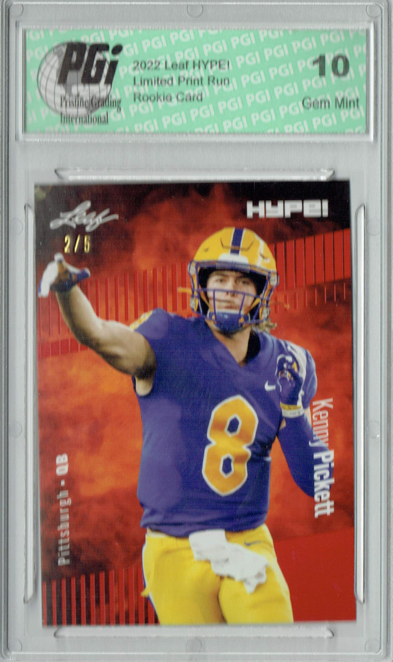 Kenny Pickett Rookie Card Pittsburgh PGI 10 Gem Mint Football Trading Card 2022 Leaf HYPE! #79 Red SP, 5 Made
