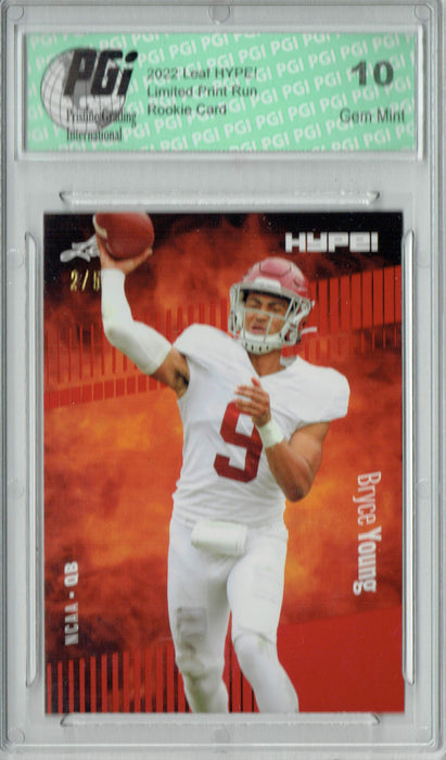 Bryce Young 2022 Leaf HYPE! #80A Red SP, 5 Made Rookie Card PGI 10