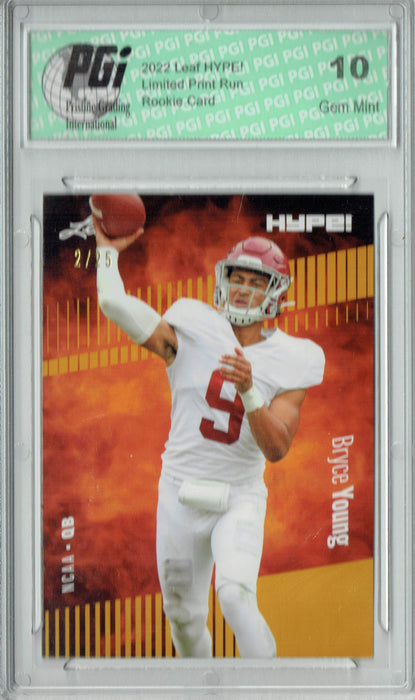 Bryce Young 2022 Leaf HYPE! #80A Gold SP, 25 Made Rookie Card PGI 10
