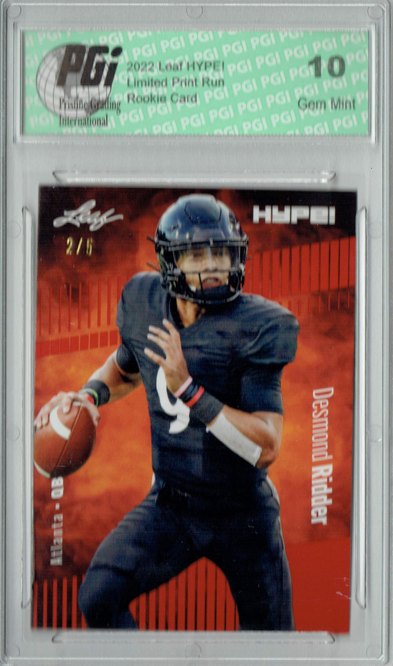 Desmond Ridder 2022 Leaf HYPE! #82 Red SP, 5 Made Rookie Card PGI 10