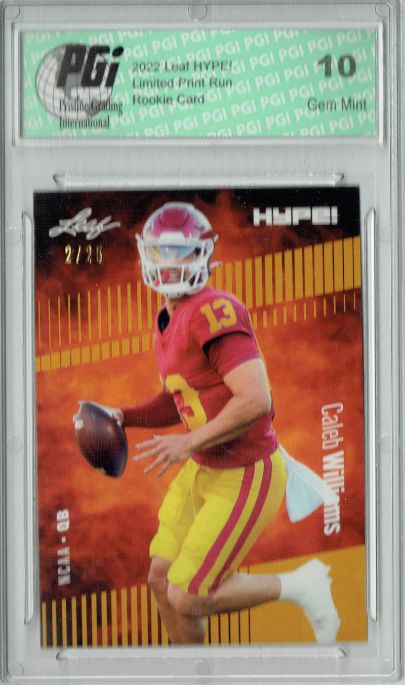 Caleb Williams Rookie Card USC / Chicago PGI 10 Gem Mint Football Trading Card 2022 Leaf HYPE! #96A Gold SP, 25 Made