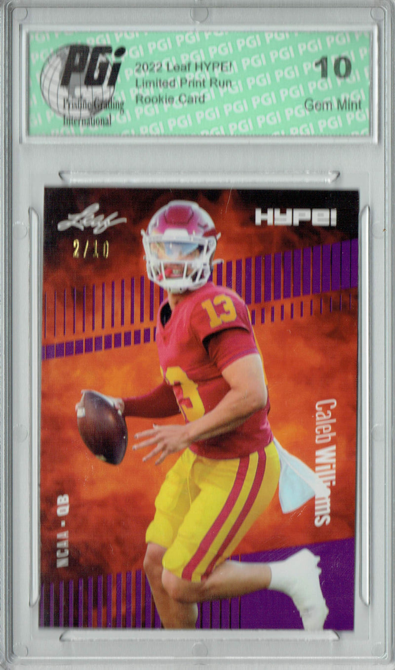 Caleb Williams Rookie Card USC / Chicago PGI 10 Gem Mint Football Trading Card 2022 Leaf HYPE! #96A Purple SP, 10 Made