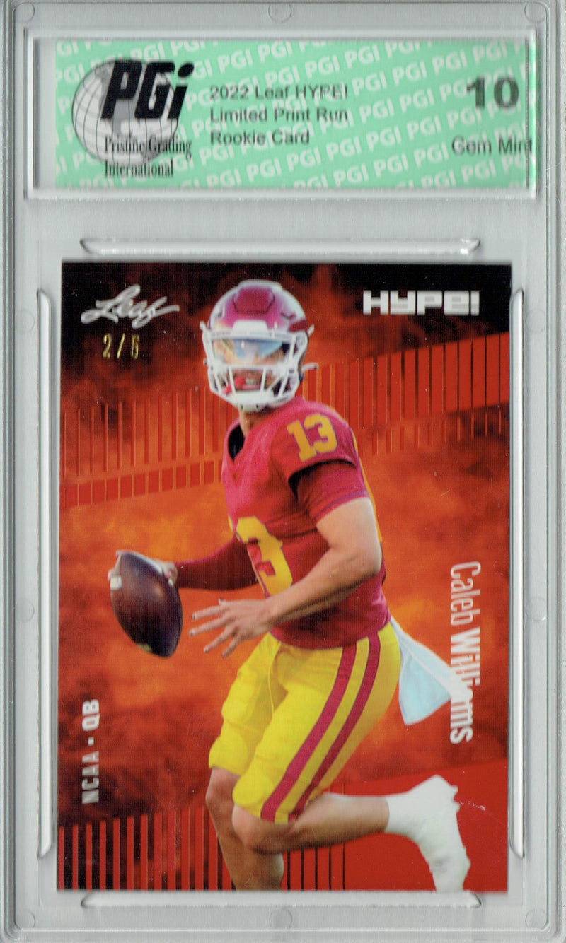 Caleb Williams Rookie Card USC / Chicago PGI 10 Gem Mint Football Trading Card 2022 Leaf HYPE! #96A Red SP, 5 Made