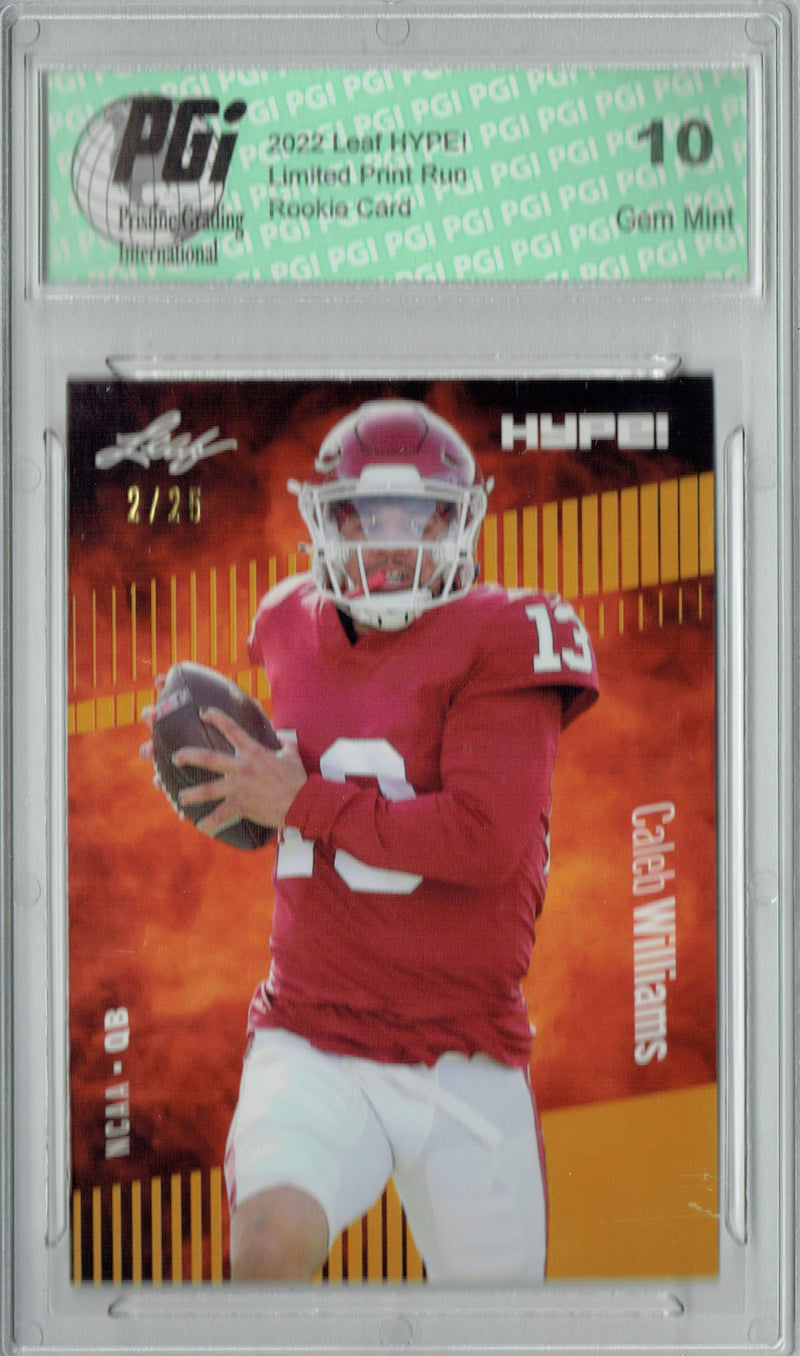 Caleb Williams Rookie Card USC / Chicago PGI 10 Gem Mint Football Trading Card 2022 Leaf HYPE! #96 Gold SP, 25 Made