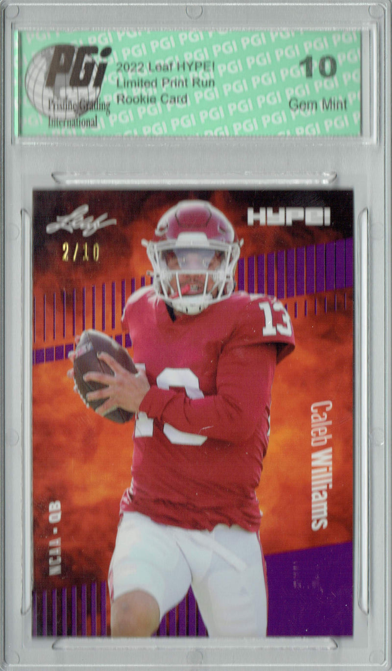 Caleb Williams Rookie Card USC / Chicago PGI 10 Gem Mint Football Trading Card 2022 Leaf HYPE! #96 Purple SP, 10 Made
