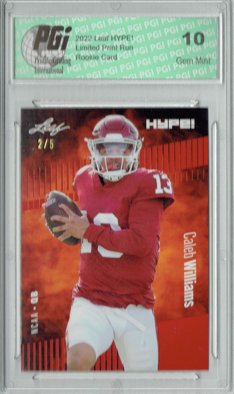 Caleb Williams Trading Card Chicago PGI 10 Gem Mint Football Card 2022 Leaf HYPE! #96 Red SP, 5 Made