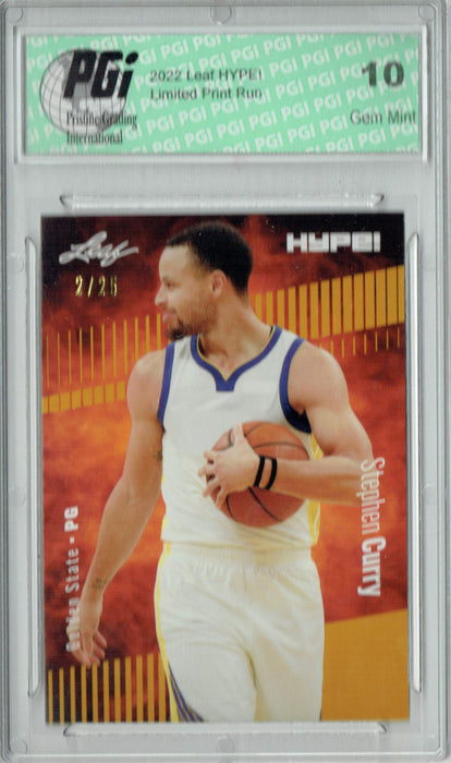 Stephen Curry 2022 Leaf HYPE! #92 Gold SP, 25 Made Trading Card PGI 10