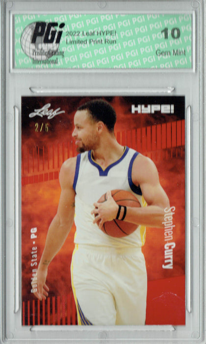 Stephen Curry 2022 Leaf HYPE! #92 Red SP, 5 Made Rookie Card PGI 10